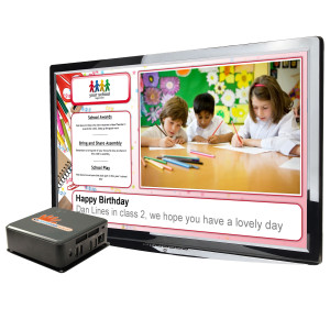 Digital signage for primary schools with a player in front