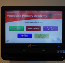 Woodside primary acadamy entry sign in screen