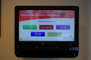 Woodside primary acadamy entry sign in screen