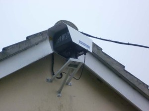 Outdoor CCTV camera installed near the roof