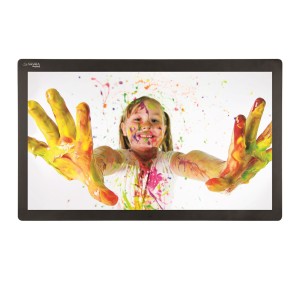 kid covered in paint on tablet screen