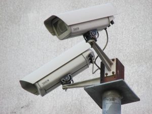 Security cameras pointing below