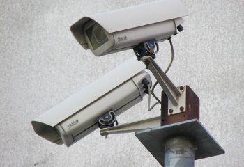 Security cameras pointing below